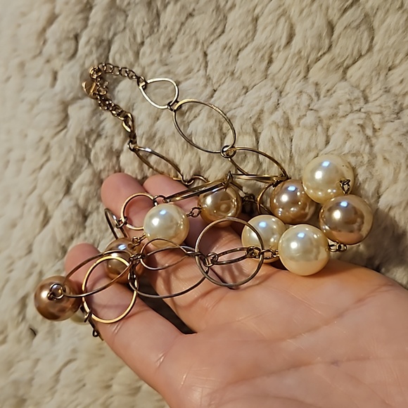 #0146 Pearl and circle necklace- Stamped "N" - Picture 3 of 3